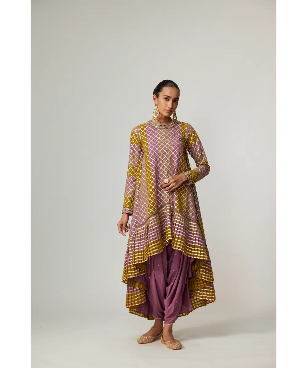 VVANI VATS - Green multicolor Dhoti Kurta with Dupatta Set